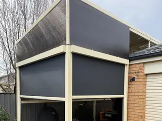 The same carport-style alfresco before the blinds went in